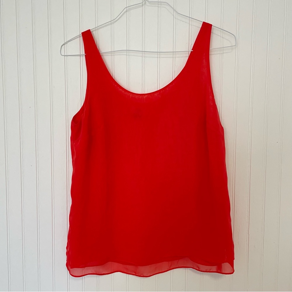Old Navy Orange/Red Chiffon Sleeveless Tank Top (MEDIUM)